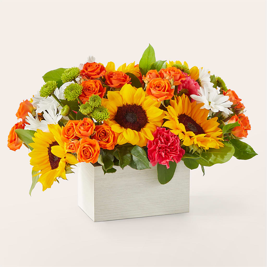 Sun-drenched Blooms Box Bouquet – Miles Of Flowers, Dothan AL
