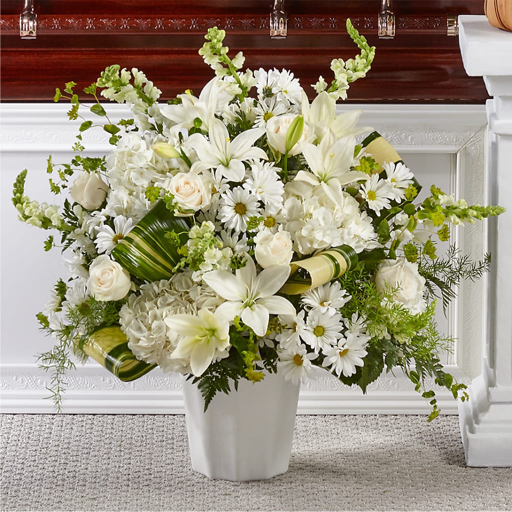 Thoughts of Tranquility Floor Basket – Miles Of Flowers, Dothan AL