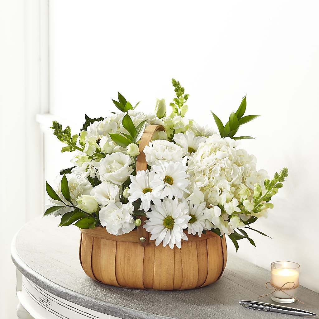 Pure Ivory Basket – Miles Of Flowers, Dothan AL