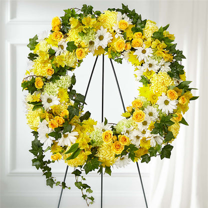 Golden Remembrance Wreath –  Miles Of Flowers, Dothan AL