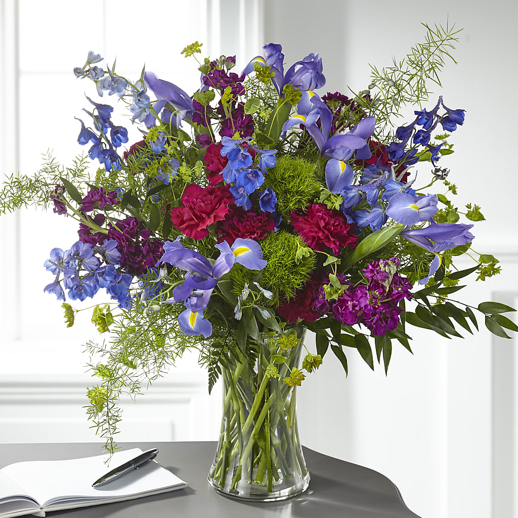 Giving Grace Bouquet – blue, dark blue, green, purple flower