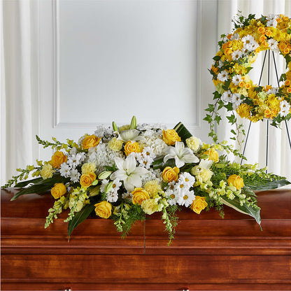 Golden Harmony Casket Spray –  Miles Of Flowers, Dothan AL